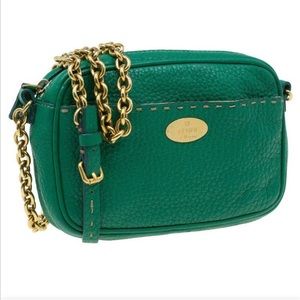 Fendi Green Leather Selleria Leather Small Crossbody Bag